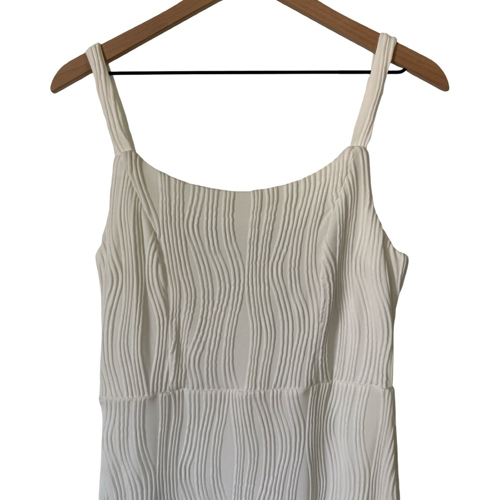 Rihoas White Wavy Ripple Textured Midi Dress Bridal Sleeveless Medium - Picture 6 of 7